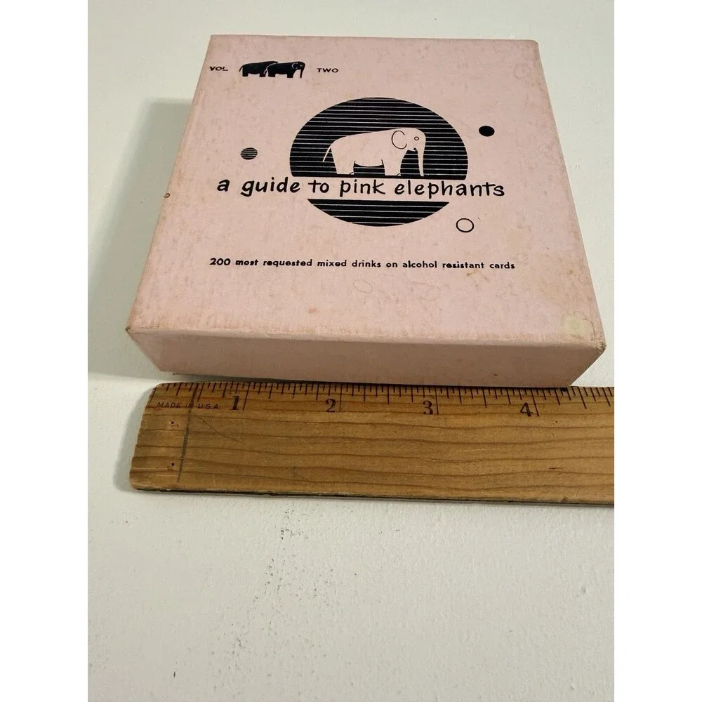 1957 A Guide to Pink Elephants Cocktail Recipe Book with Box vol. 2 MCM barware